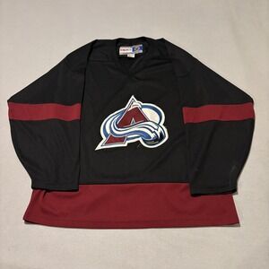 Vintage CCM Colorado Avalanche NHL Jersey Black Burgundy Mens XL Air-Knit Logo